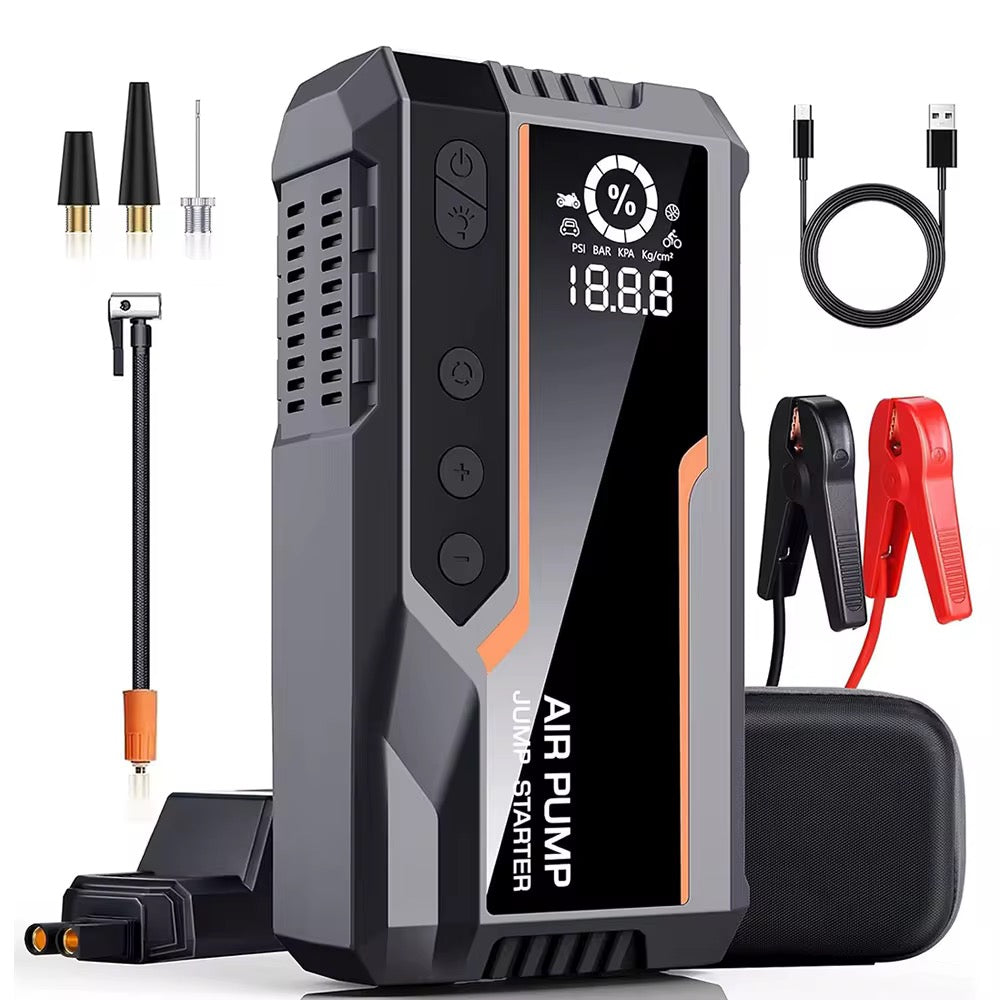 Démarreur de batterie, Compresseur et Power bank (Tout en un)